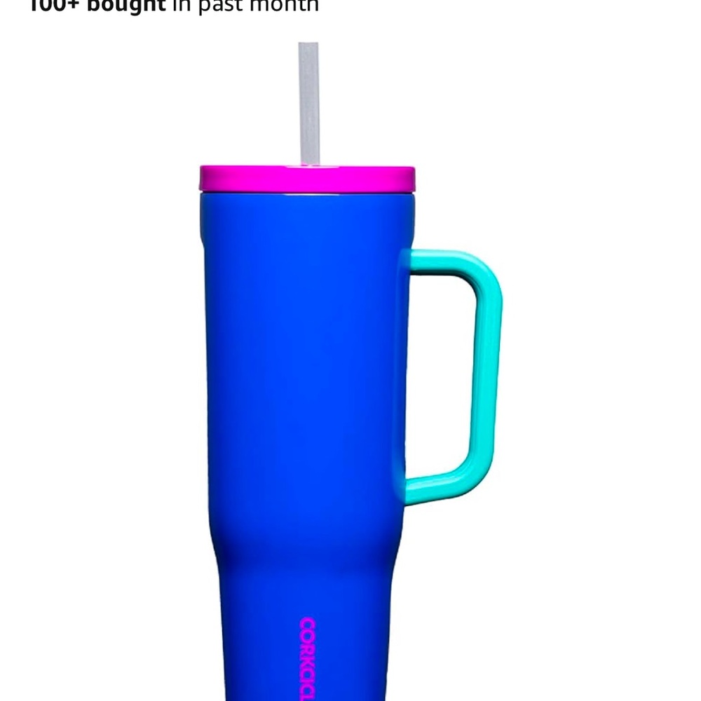 Corkcicle Blue Tumbler with Pink Lid